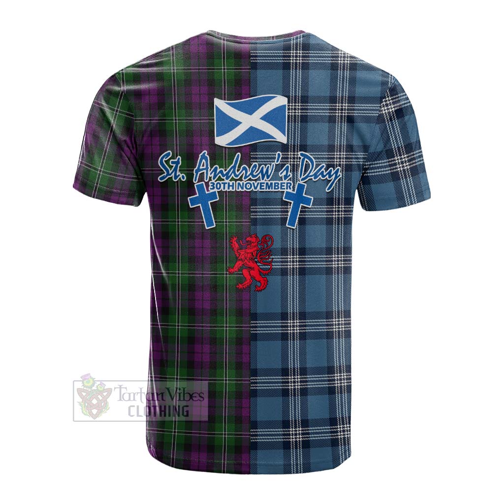 Wilson Tartan Cotton T-shirt Happy St. Andrew's Day Half Tartan Style - Tartan Vibes Clothing