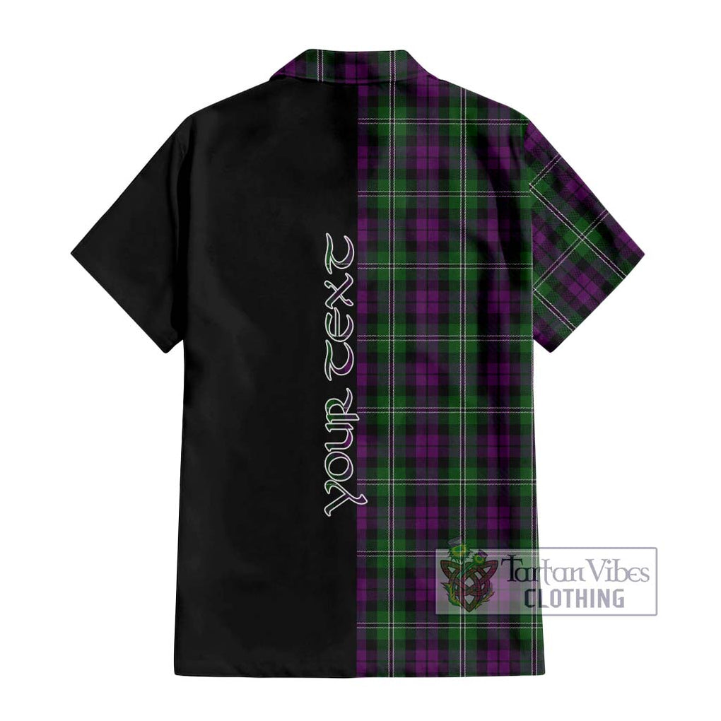 Wilson Tartan Short Sleeve Button Shirt with Family Crest and Half Of Me Style - Tartanvibesclothing Shop