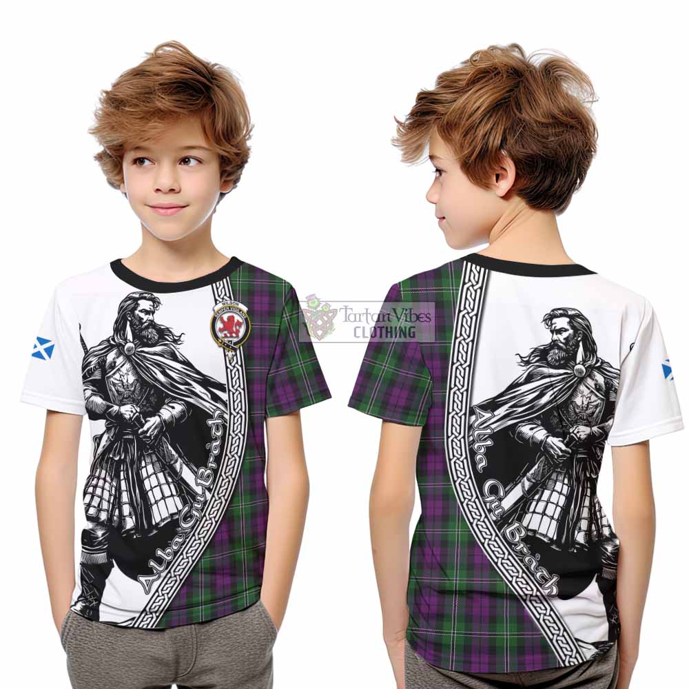 Wilson Tartan Clan Crest Kid T-Shirt with Highlander Warrior Celtic Style - Tartan Vibes Clothing