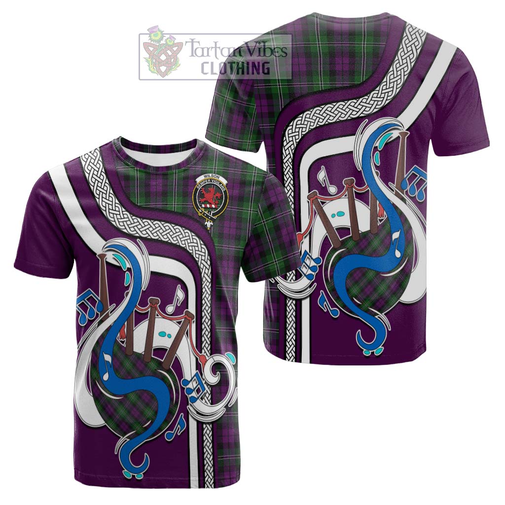 Tartan Vibes Clothing Wilson Tartan Cotton T-shirt with Epic Bagpipe Style