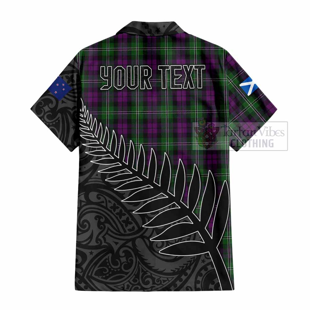 Tartan Vibes Clothing Wilson Crest Tartan Short Sleeve Button Shirt with New Zealand Silver Fern Half Style