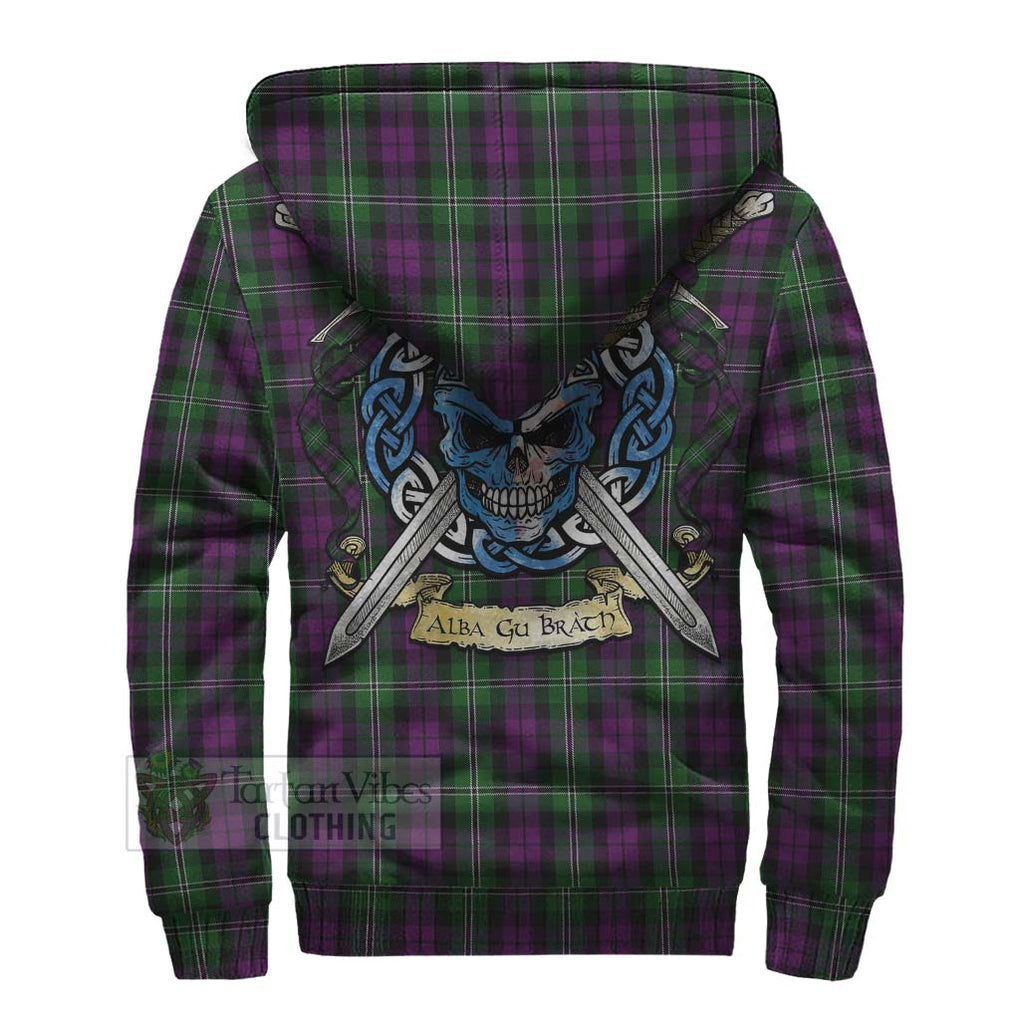 Tartan Vibes Clothing Wilson Tartan Sherpa Hoodie with Family Crest Celtic Skull Style