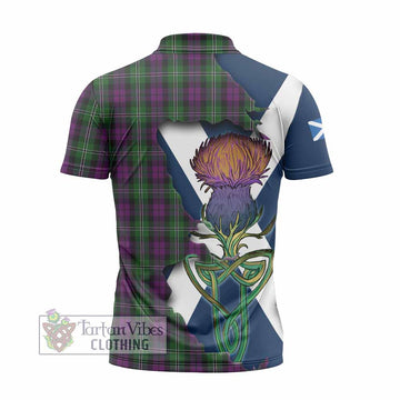 Wilson Tartan Family Crest Zipper Polo Shirt Scottish Thistle Celtic Inspired - Tartan Vibes Clothing