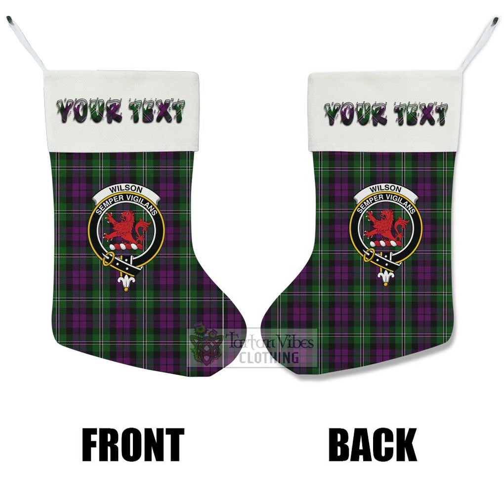 Tartan Vibes Clothing Wilson Tartan Family Crest Christmas Stocking with Personalized Text