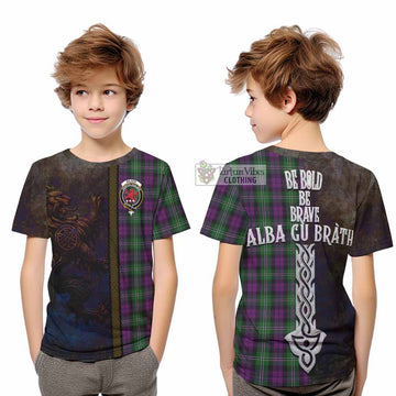 Wilson Tartan Family Crest Kid T-Shirt Alba Gu Brath Be Brave Lion Ancient Style - Tartan Vibes Clothing