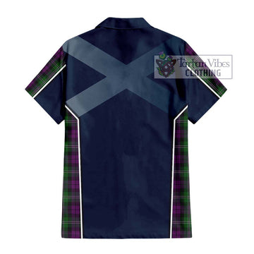 Wilson Tartan Short Sleeve Button Shirt with Family Crest and Lion Rampant Vibes Sport Style