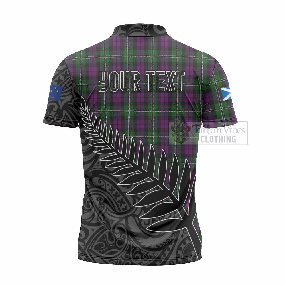 Tartan Vibes Clothing Wilson Crest Tartan Zipper Polo Shirt with New Zealand Silver Fern Half Style