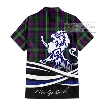 Wilson Tartan Short Sleeve Button Shirt with Alba Gu Brath Regal Lion Emblem