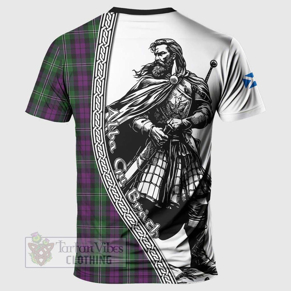 Tartan Vibes Clothing Wilson Tartan Clan Crest T-Shirt with Highlander Warrior Celtic Style