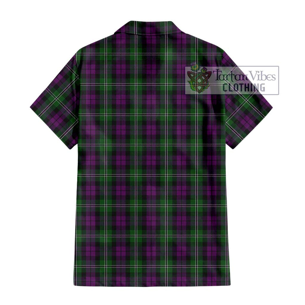 Wilson Tartan Short Sleeve Button Shirt with Family Crest DNA In Me Style - Tartanvibesclothing Shop