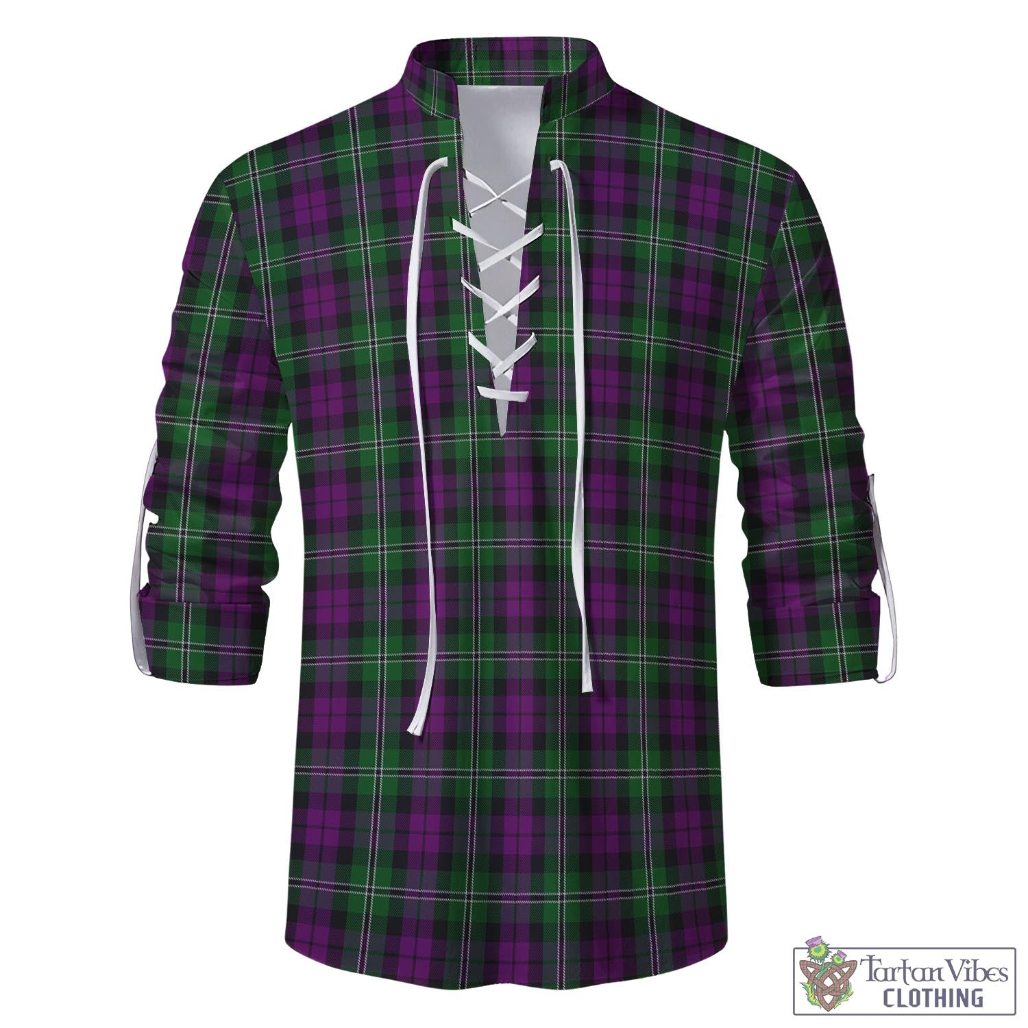 Tartan Vibes Clothing Wilson Tartan Men's Scottish Traditional Jacobite Ghillie Kilt Shirt