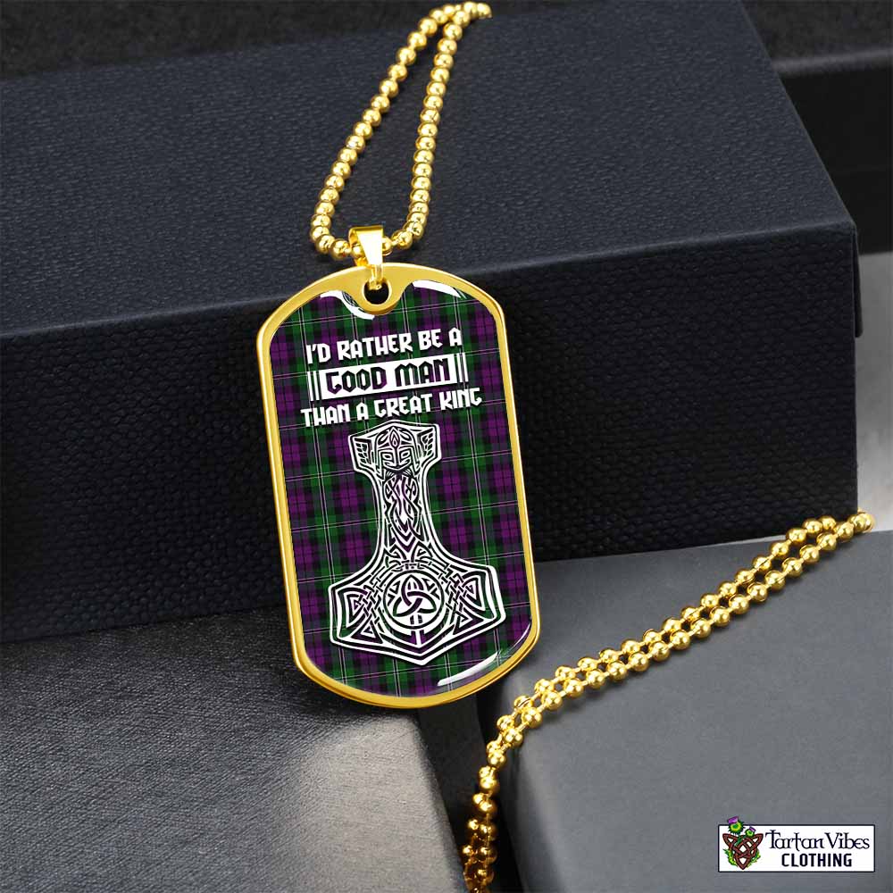 Tartan Vibes Clothing Wilson Tartan Dog Tag Necklace Viking Mjolnir Style