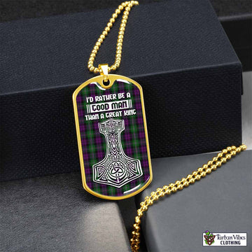 Wilson Tartan Dog Tag Necklace Viking Mjolnir Style