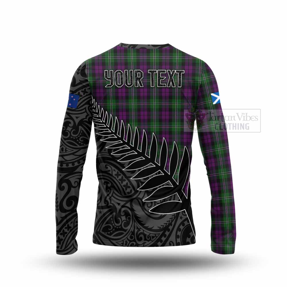 Tartan Vibes Clothing Wilson Crest Tartan Long Sleeve T-Shirt with New Zealand Silver Fern Half Style