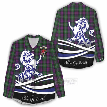 Wilson Tartan Women's Casual Shirt with Alba Gu Brath Regal Lion Emblem