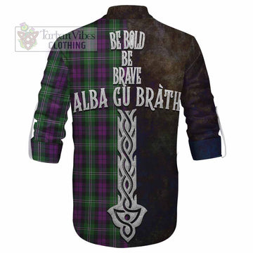 Wilson Tartan Family Crest Ghillie Kilt Shirt Alba Gu Brath Be Brave Lion Ancient Style - Tartan Vibes Clothing