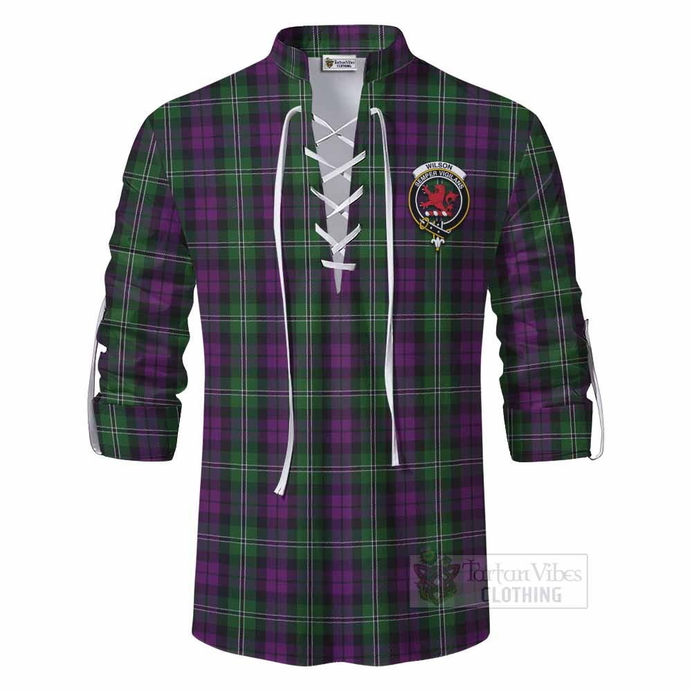 Tartan Vibes Clothing Wilson Tartan Ghillie Kilt Shirt with Family Crest DNA In Me Style