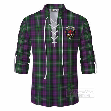 Wilson Tartan Ghillie Kilt Shirt with Family Crest DNA In Me Style