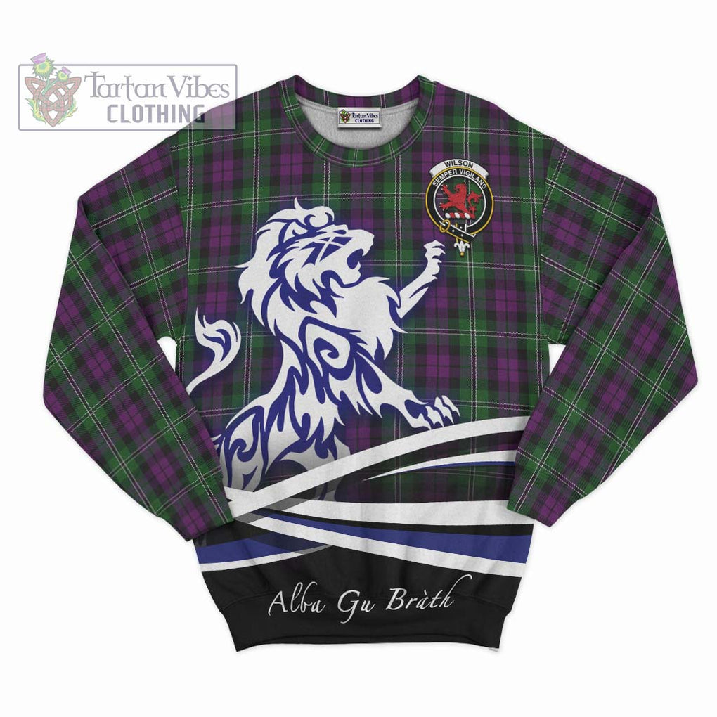 Wilson Tartan Sweatshirt with Alba Gu Brath Regal Lion Emblem - Tartan Vibes Clothing
