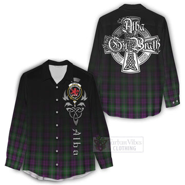 Wilson Tartan Women's Casual Shirt Featuring Alba Gu Brath Family Crest Celtic Inspired