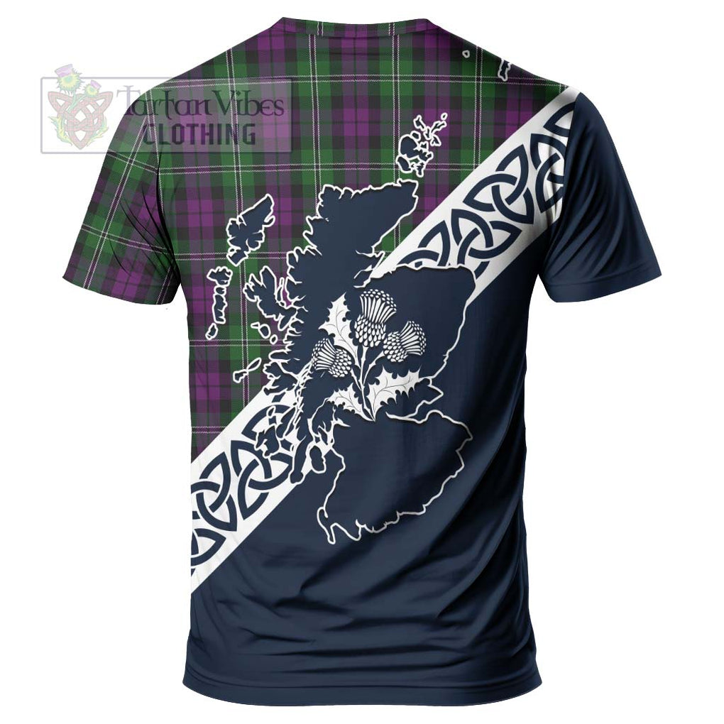 Wilson Tartan T-Shirt Featuring Thistle and Scotland Map - Tartanvibesclothing Store