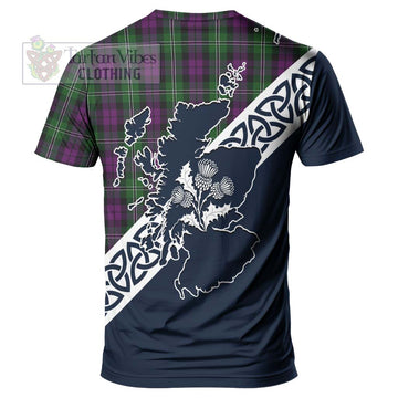 Wilson Tartan T-Shirt Featuring Thistle and Scotland Map