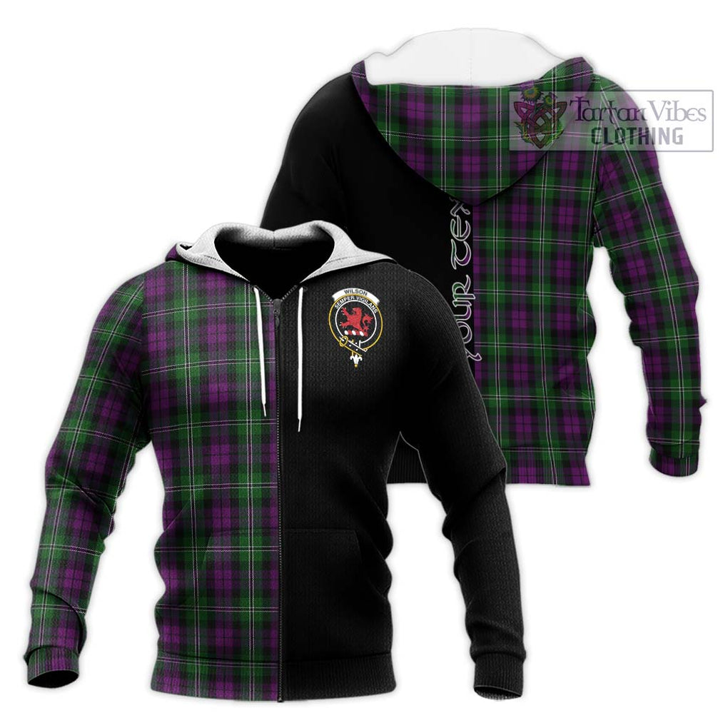 Wilson Tartan Knitted Hoodie with Family Crest and Half Of Me Style Unisex Knitted Zip Hoodie - Tartanvibesclothing Shop