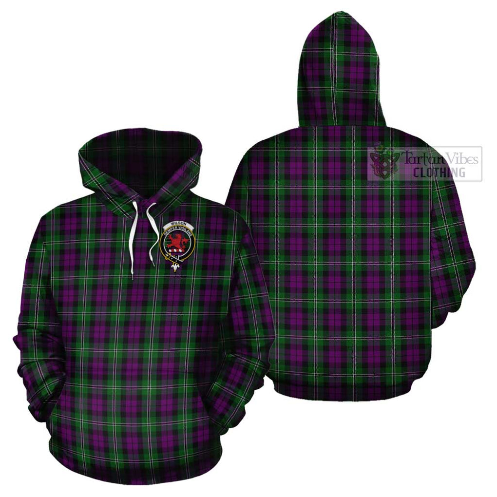 Wilson Tartan Cotton Hoodie with Family Crest Pullover Hoodie - Tartan Vibes Clothing