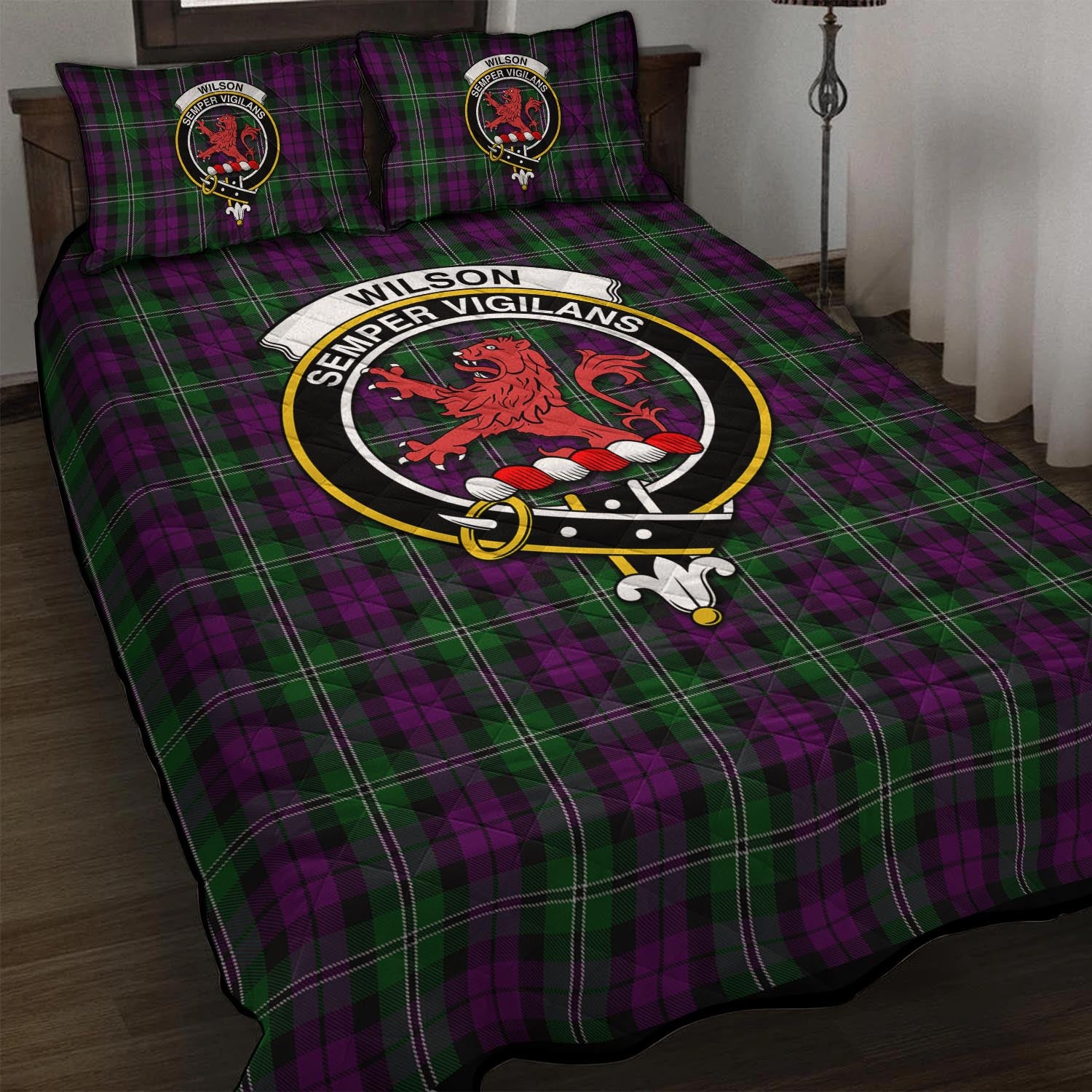 Wilson Tartan Quilt Bed Set with Family Crest - Tartan Vibes Clothing