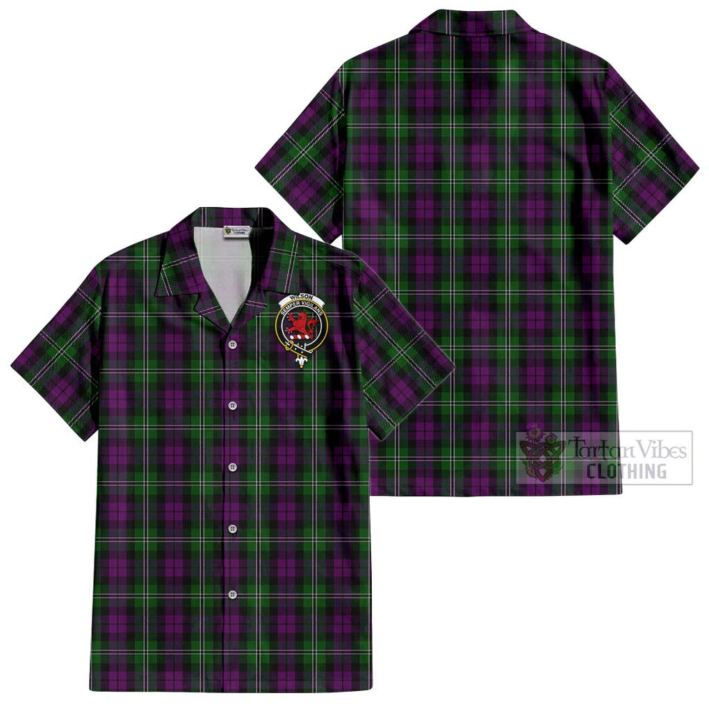 Wilson Tartan Cotton Hawaiian Shirt with Family Crest Kid - Tartan Vibes Clothing