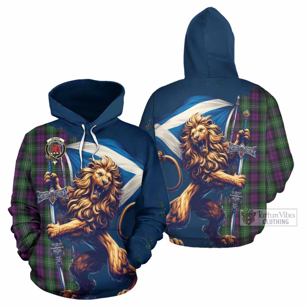 Wilson Tartan Family Crest Hoodie with Scottish Majestic Lion