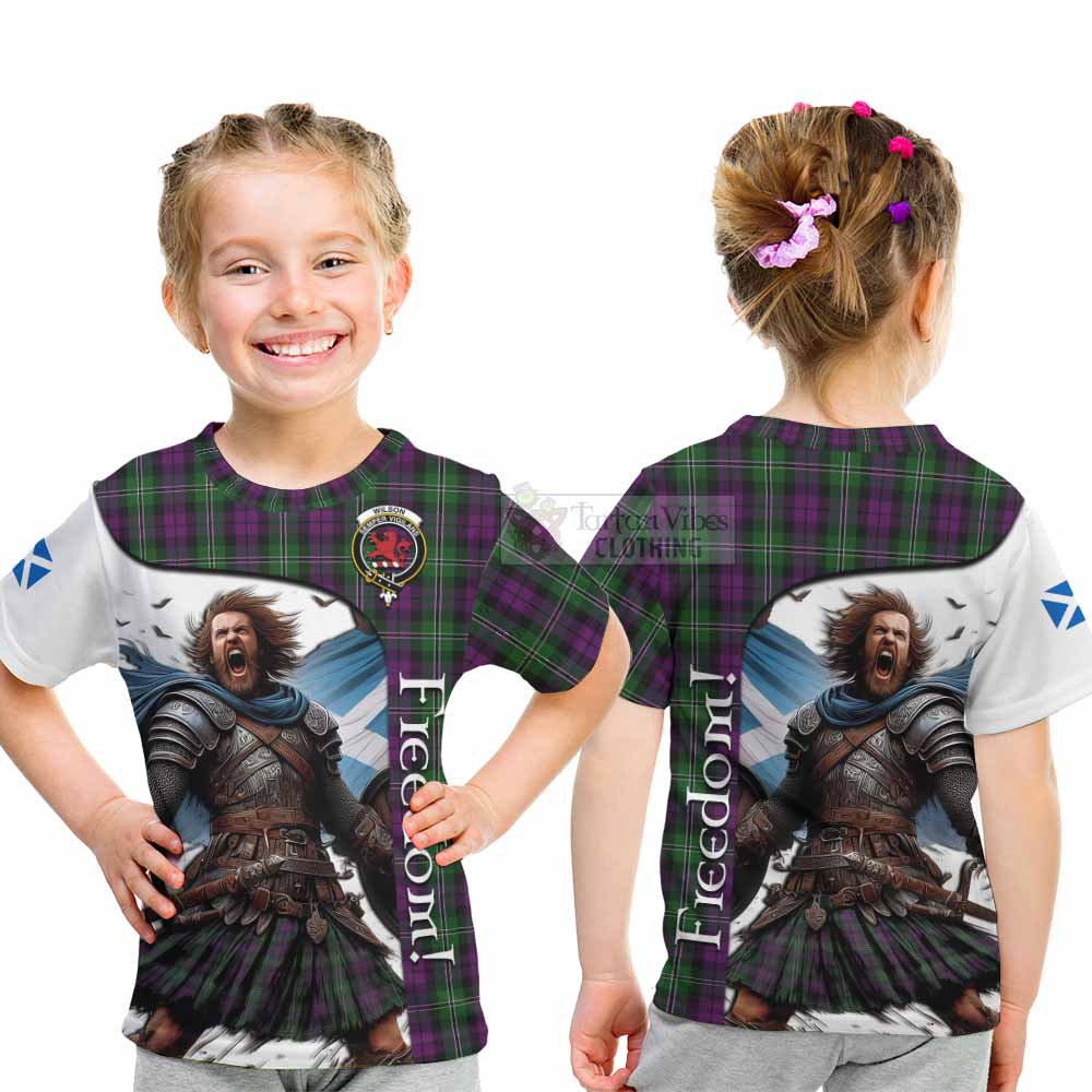 Tartan Vibes Clothing Wilson Crest Tartan Kid T-Shirt Inspired by the Freedom of Scottish Warrior