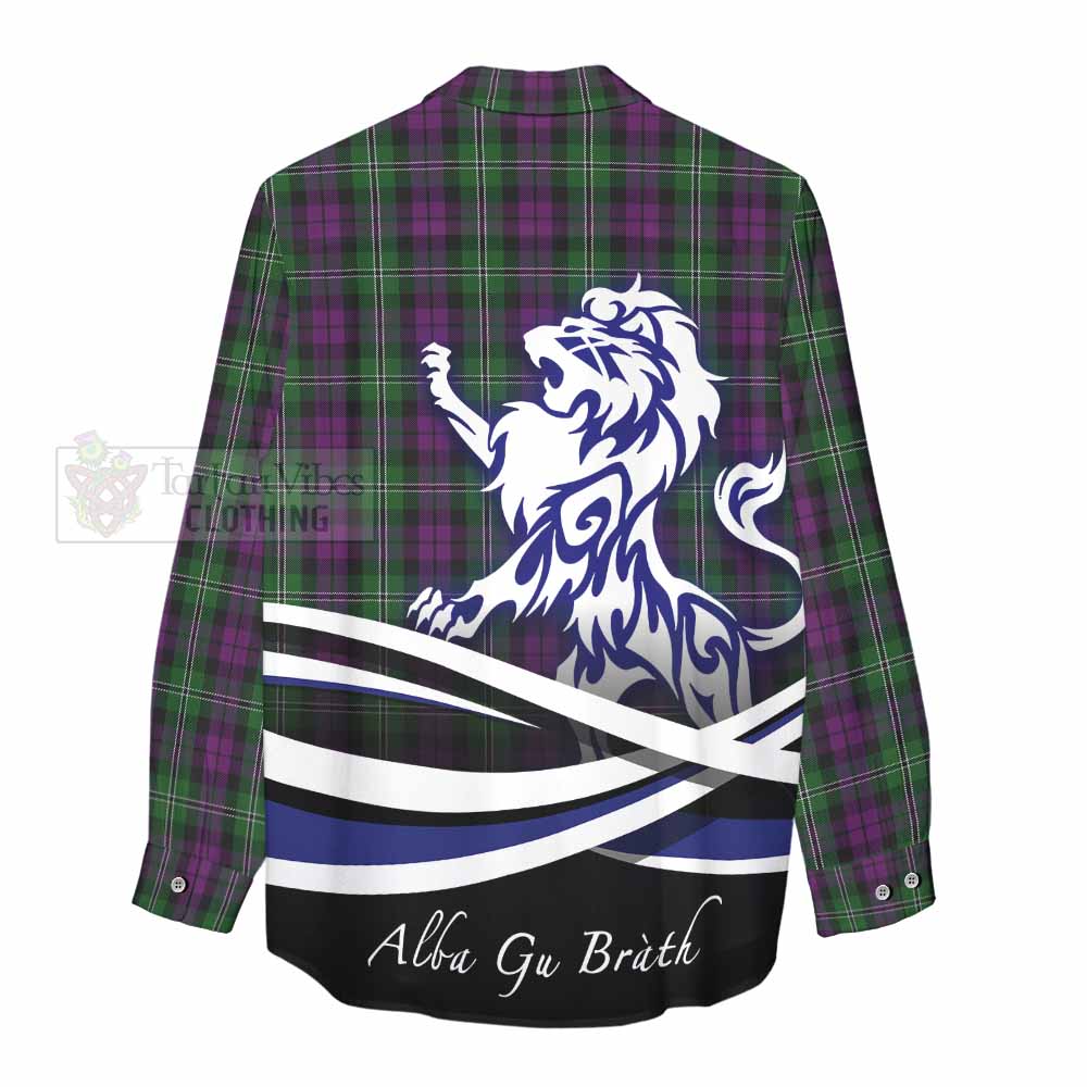 Tartan Vibes Clothing Wilson Tartan Women's Casual Shirt with Alba Gu Brath Regal Lion Emblem