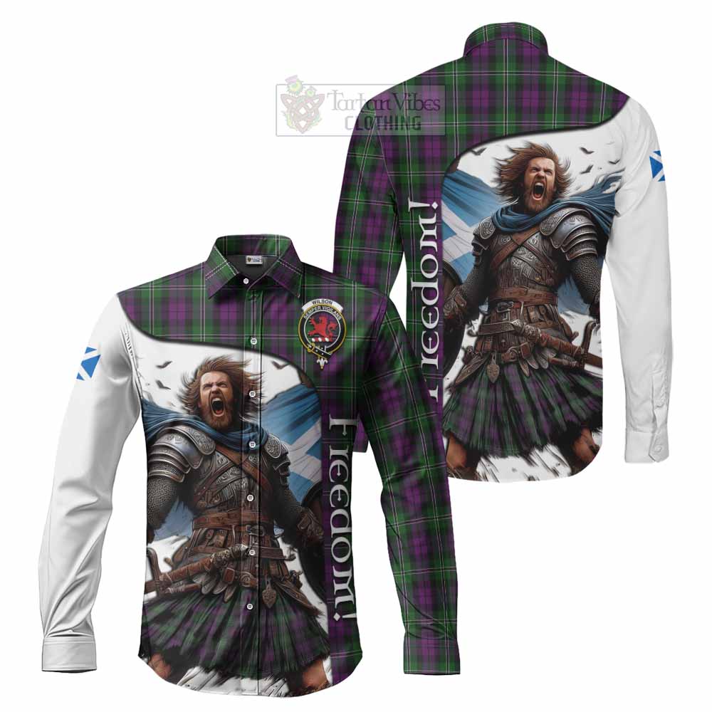 Tartan Vibes Clothing Wilson Crest Tartan Long Sleeve Button Shirt Inspired by the Freedom of Scottish Warrior