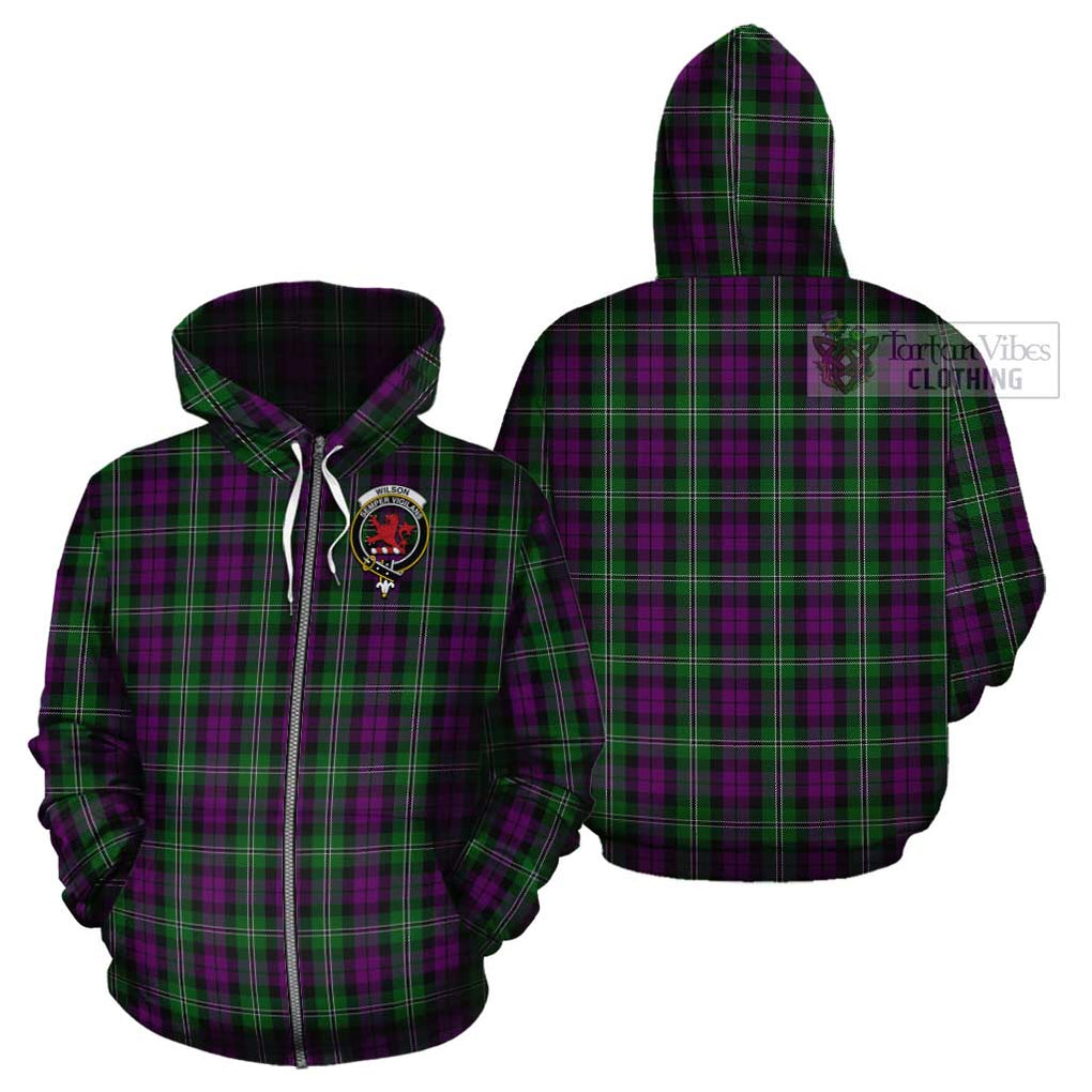 Wilson Tartan Cotton Hoodie with Family Crest Zip Hoodie - Tartan Vibes Clothing