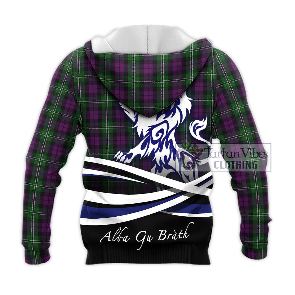 Wilson Tartan Knitted Hoodie with Alba Gu Brath Regal Lion Emblem - Tartanvibesclothing Shop