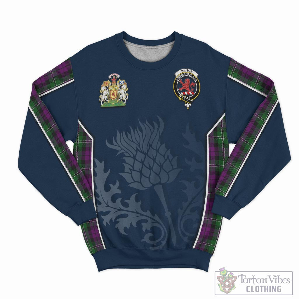 Tartan Vibes Clothing Wilson Tartan Sweatshirt with Family Crest and Scottish Thistle Vibes Sport Style