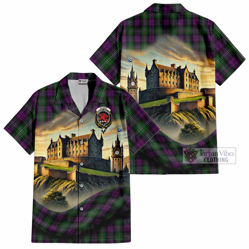 Wilson Tartan Family Crest Hawaiian Shirt with Scottish Ancient Castle Style - Tartan Vibes Clothing