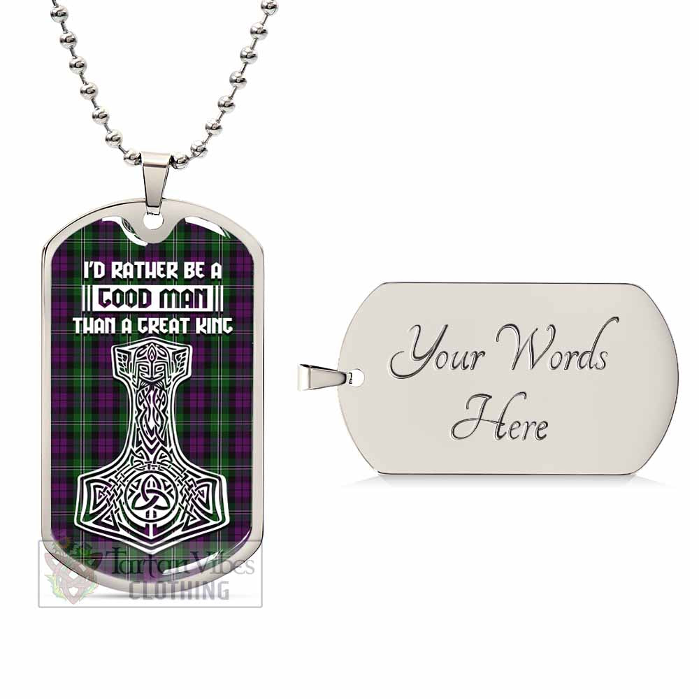 Tartan Vibes Clothing Wilson Tartan Dog Tag Necklace Viking Mjolnir Style