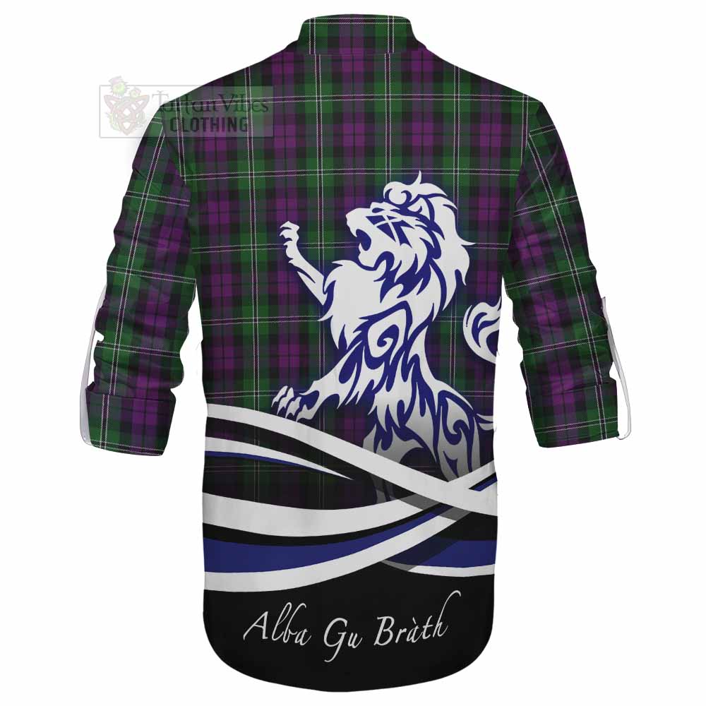 Tartan Vibes Clothing Wilson Tartan Ghillie Kilt Shirt with Alba Gu Brath Regal Lion Emblem