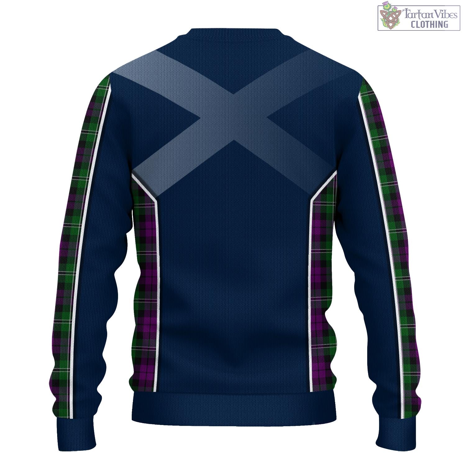 Tartan Vibes Clothing Wilson Tartan Knitted Sweatshirt with Family Crest and Scottish Thistle Vibes Sport Style