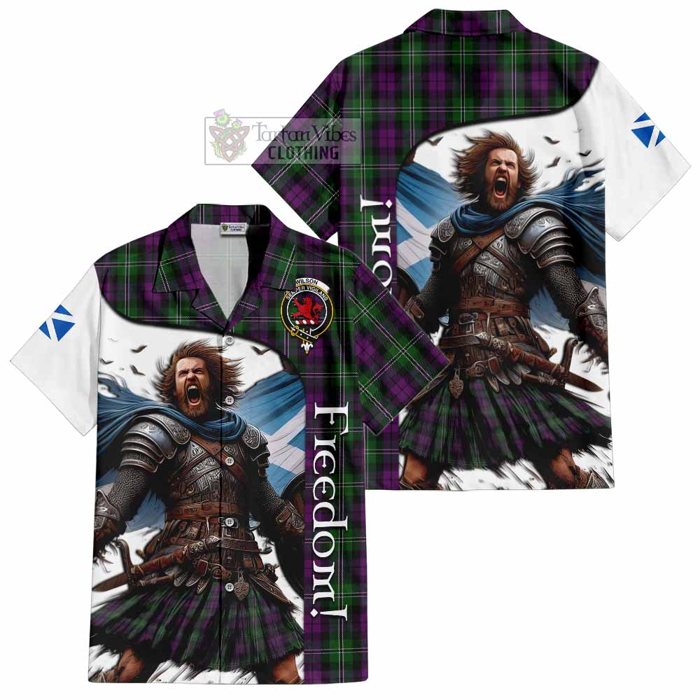 Tartan Vibes Clothing Wilson Crest Tartan Short Sleeve Button Shirt Inspired by the Freedom of Scottish Warrior