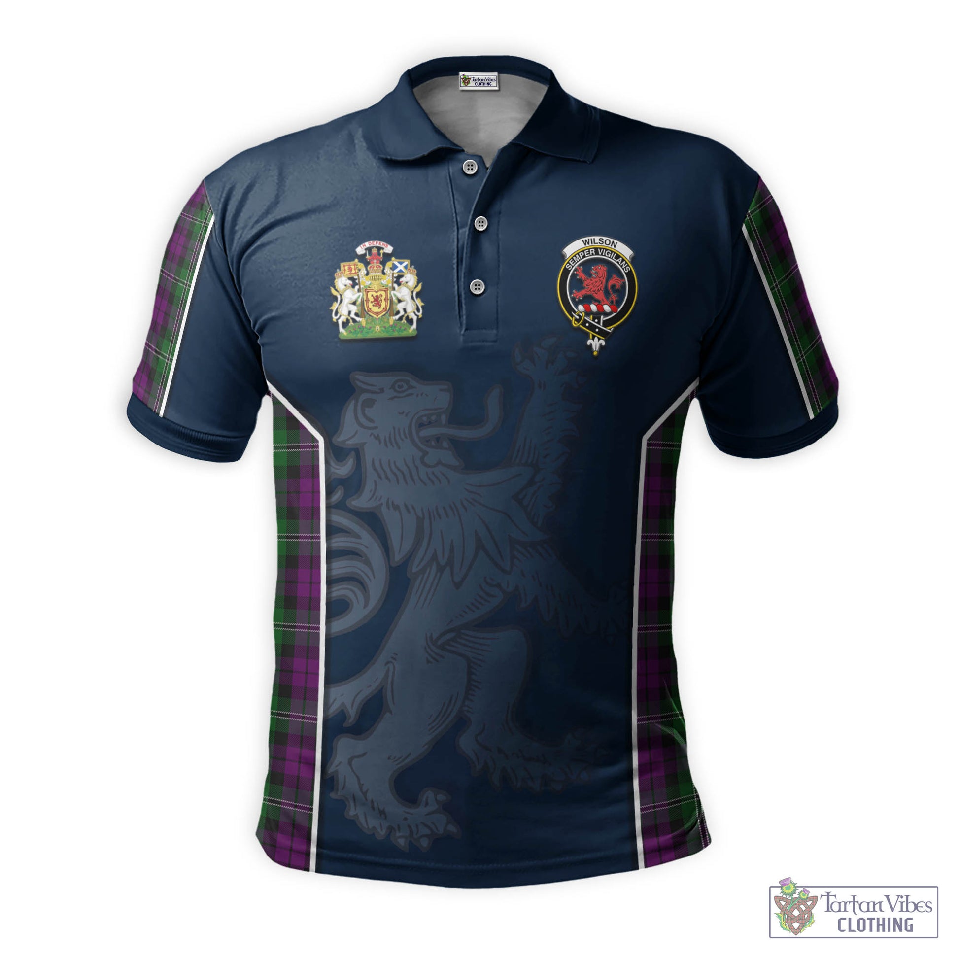 Tartan Vibes Clothing Wilson Tartan Men's Polo Shirt with Family Crest and Lion Rampant Vibes Sport Style