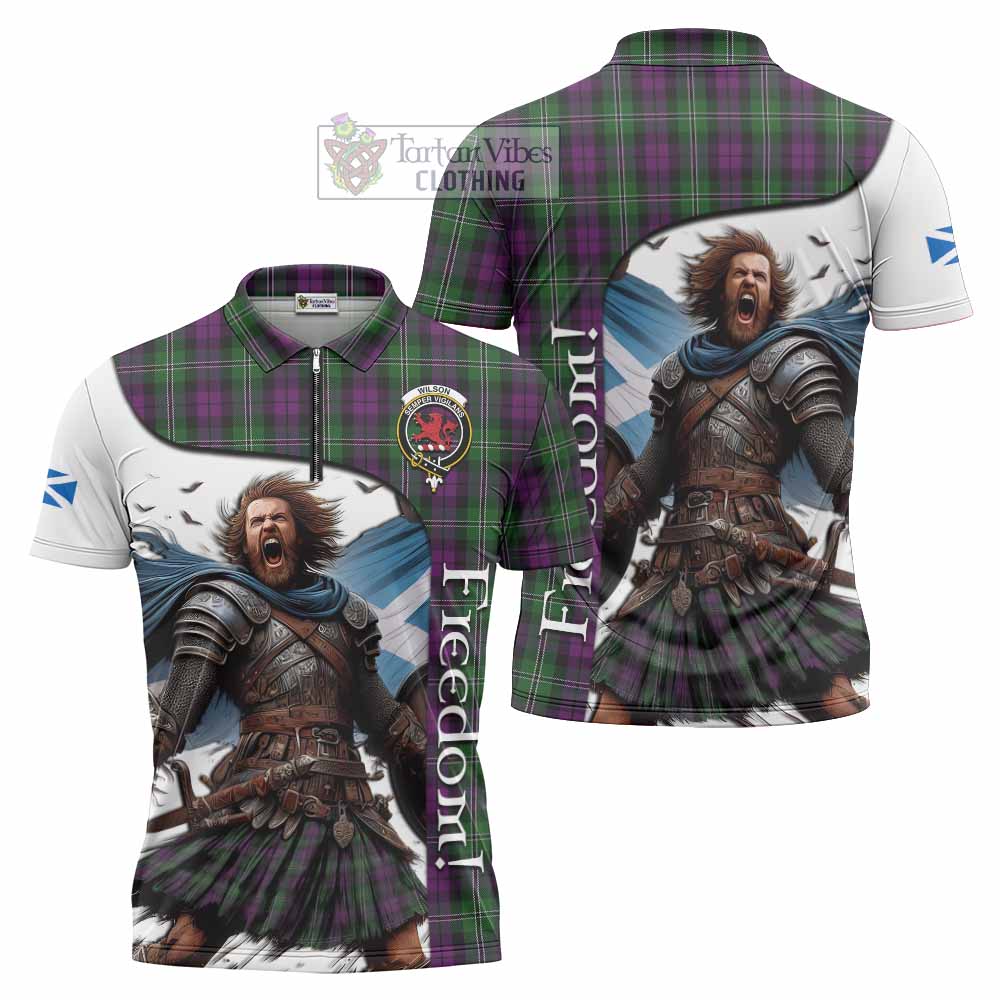 Tartan Vibes Clothing Wilson Crest Tartan Zipper Polo Shirt Inspired by the Freedom of Scottish Warrior