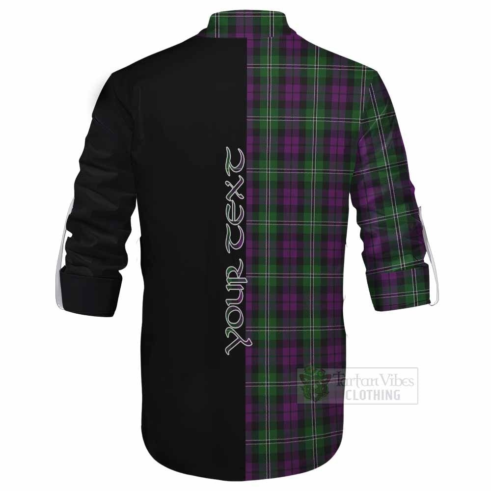 Tartan Vibes Clothing Wilson Tartan Ghillie Kilt Shirt with Family Crest and Half Of Me Style