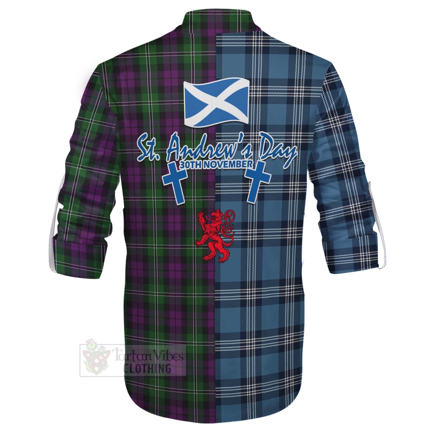 Tartan Vibes Clothing Wilson Tartan Ghillie Kilt Shirt Happy St. Andrew's Day Half Tartan Style