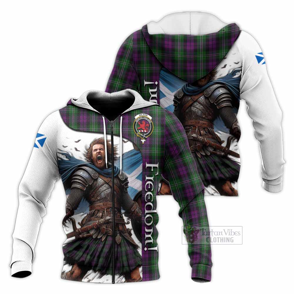 Tartan Vibes Clothing Wilson Crest Tartan Knitted Hoodie Inspired by the Freedom of Scottish Warrior