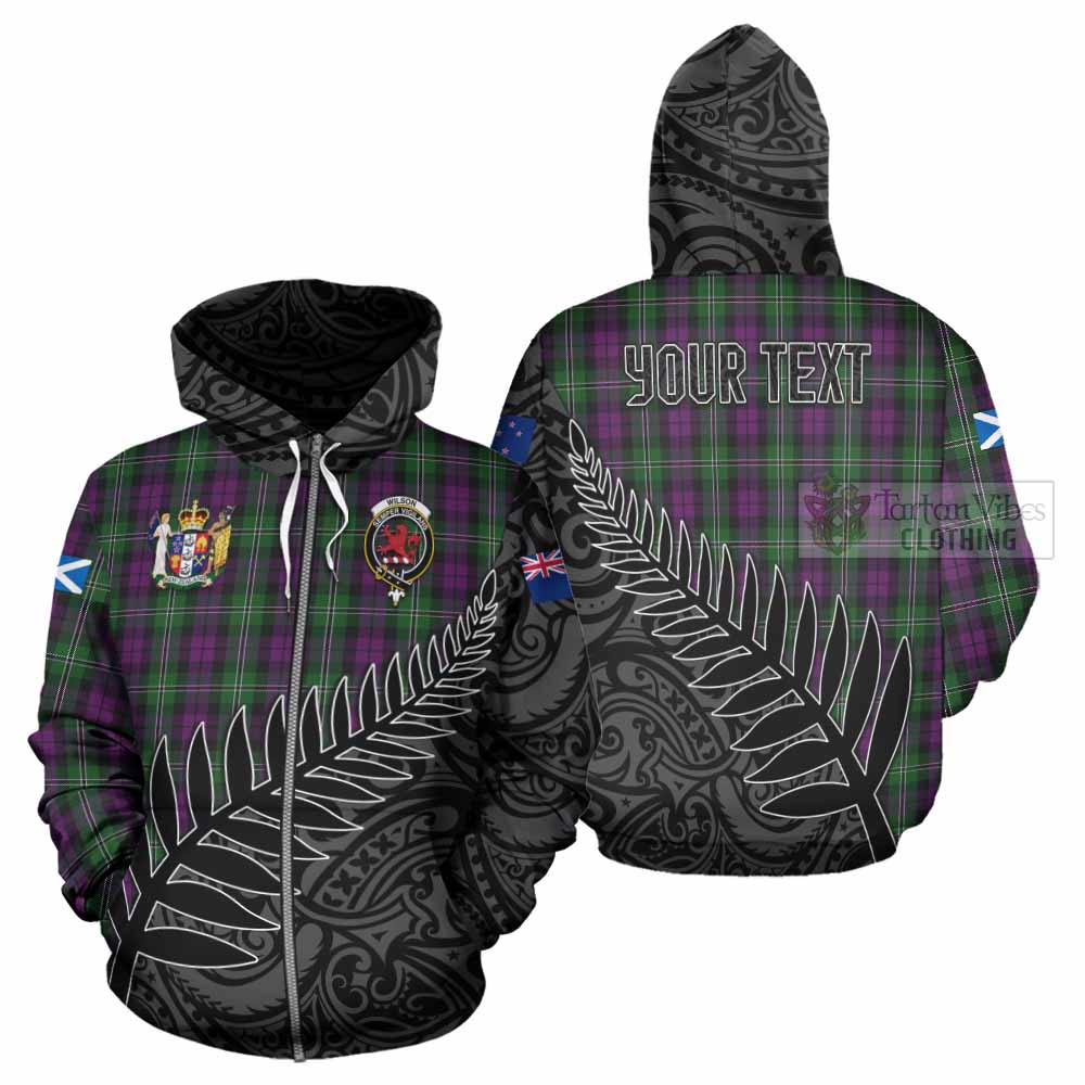 Tartan Vibes Clothing Wilson Crest Tartan Hoodie with New Zealand Silver Fern Half Style