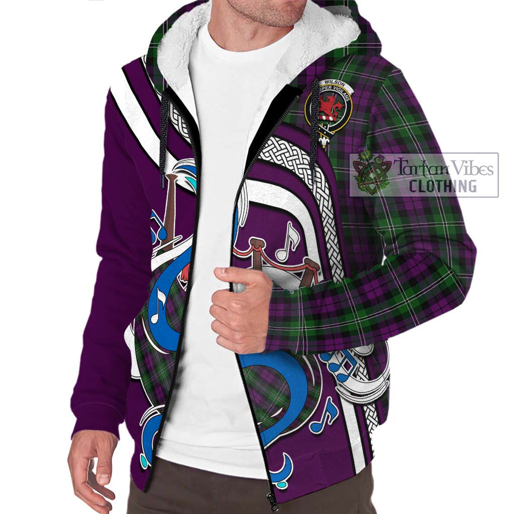 Wilson Tartan Sherpa Hoodie with Epic Bagpipe Style Unisex - Tartanvibesclothing Shop