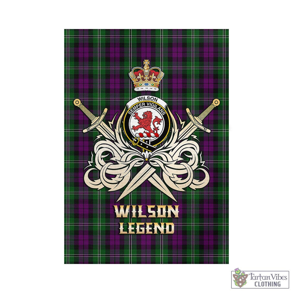 Tartan Vibes Clothing Wilson Tartan Flag with Clan Crest and the Golden Sword of Courageous Legacy